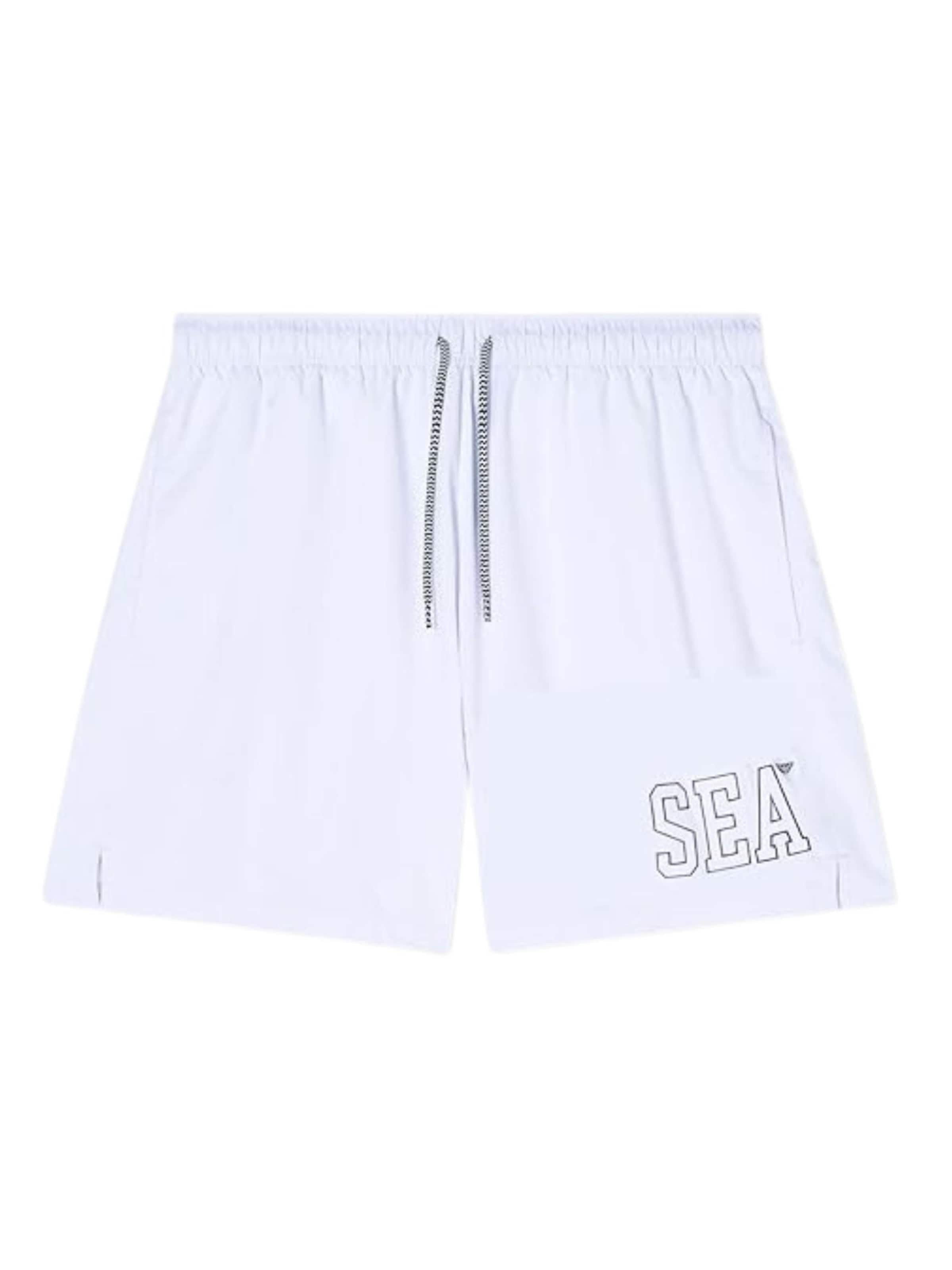 Emporio Armani - Bermudas 'Men's SEA Logo Swim Shorts' en blanco: frente