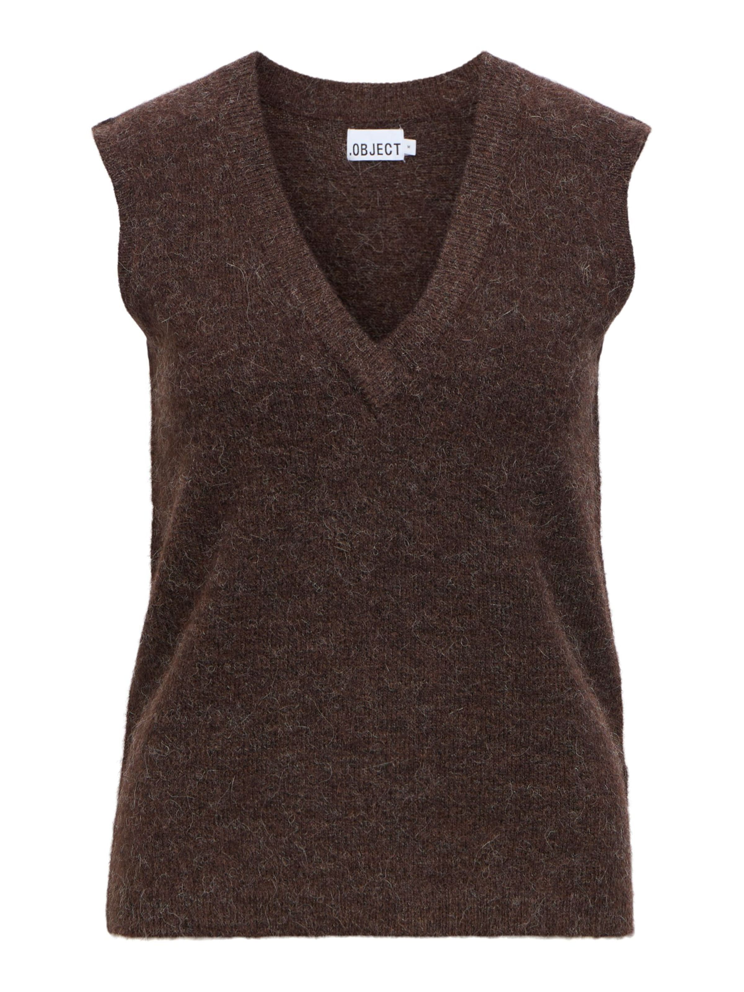 Gilet in maglia di OBJECT in marrone: frontale