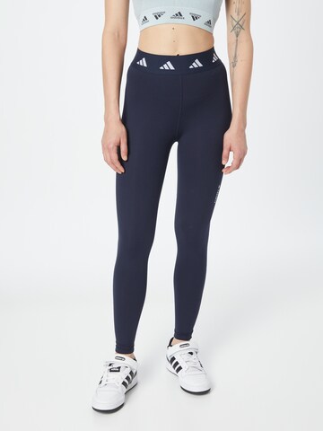 ADIDAS PERFORMANCE Skinny Spodnie sportowe 'Techfit' w kolorze niebieski: przód