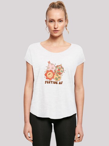 F4NT4STIC Shirt 'Festive AF Christmas Tree Balls' in White: front