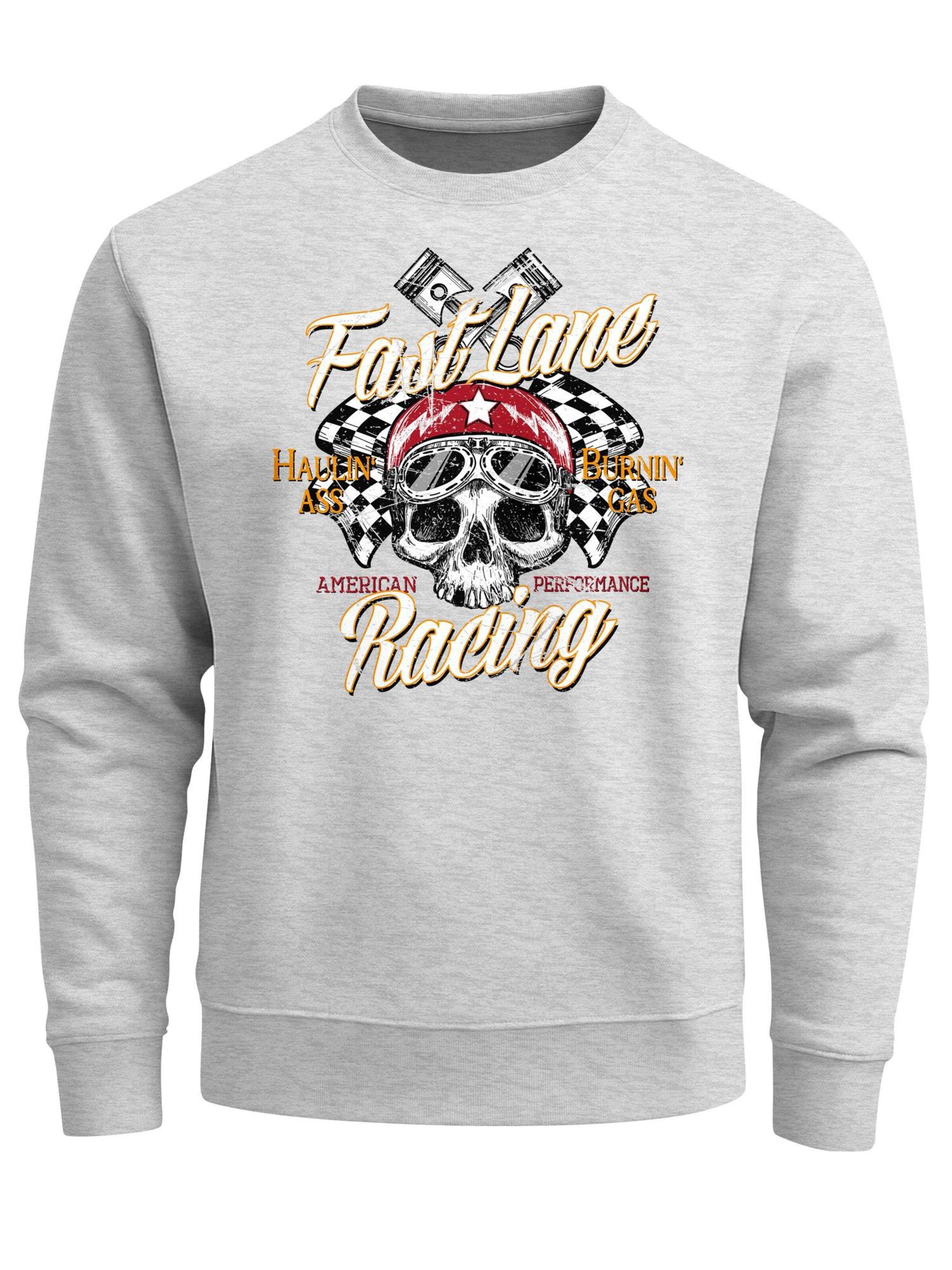 Neverless Sweatshirt 'Racing Skull' in Grey: front