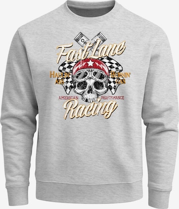 Neverless Sweatshirt 'Racing Skull' in Grau: Vorderseite