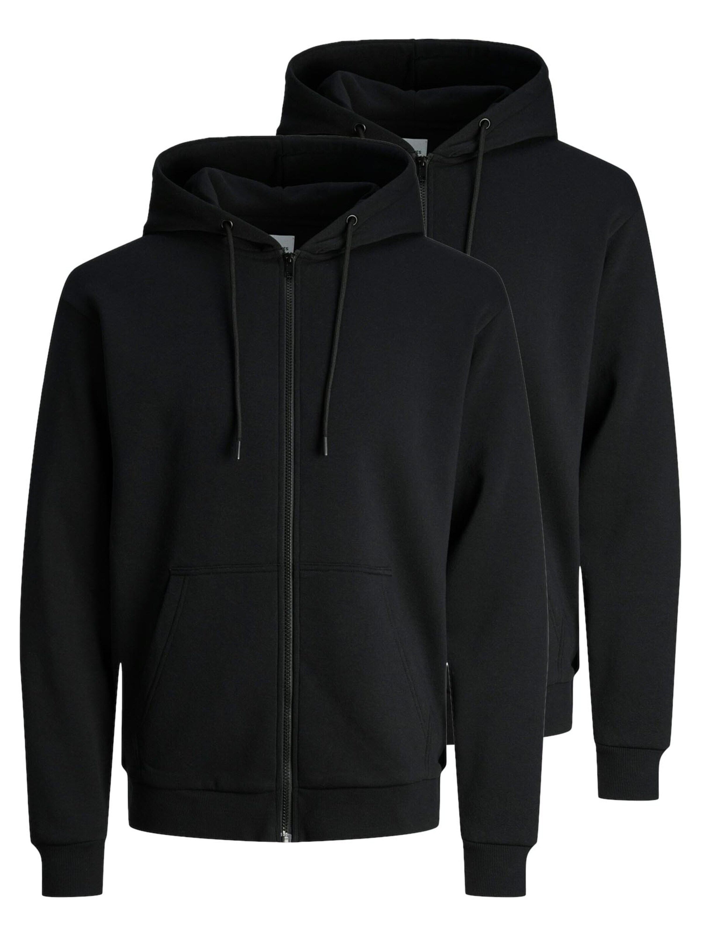 JACK & JONES Sweat jacket 'Bradley' in Black: front