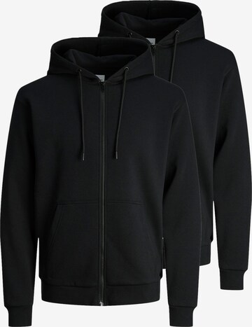 JACK & JONES Sweat jacket 'Bradley' in Black: front