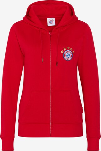 FC BAYERN MÜNCHEN Zip-Up Hoodie in Red: front