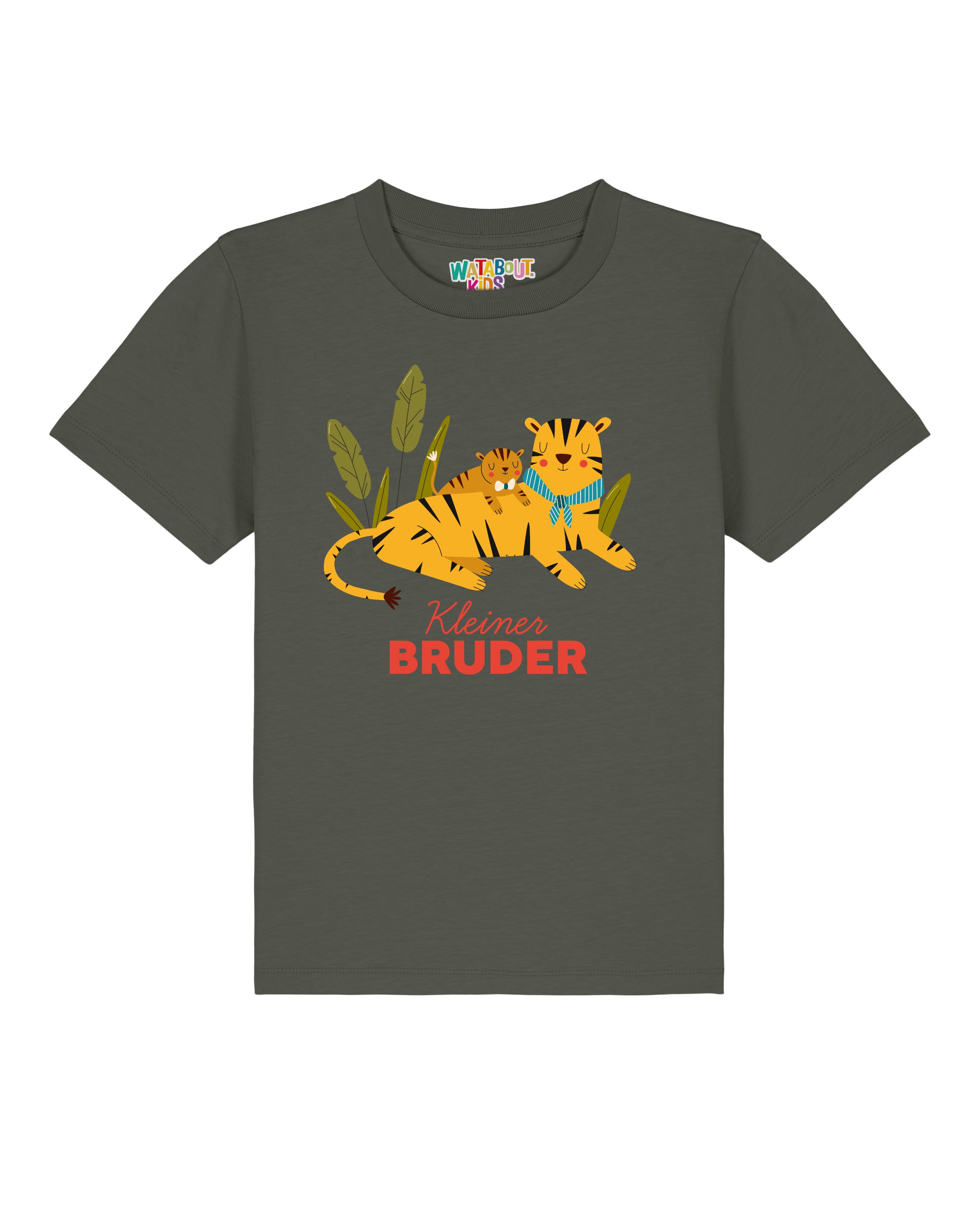 T-Shirt 'Tiger Kleiner Bruder' watabout.kids en vert : devant
