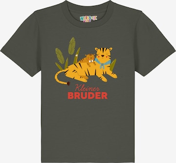 watabout.kids Shirt 'Tiger Kleiner Bruder' in Green: front