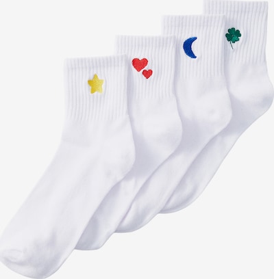 PIECES Čarape 'PCMOVA' u plava / žuta / crvena / bijela, Pregled proizvoda