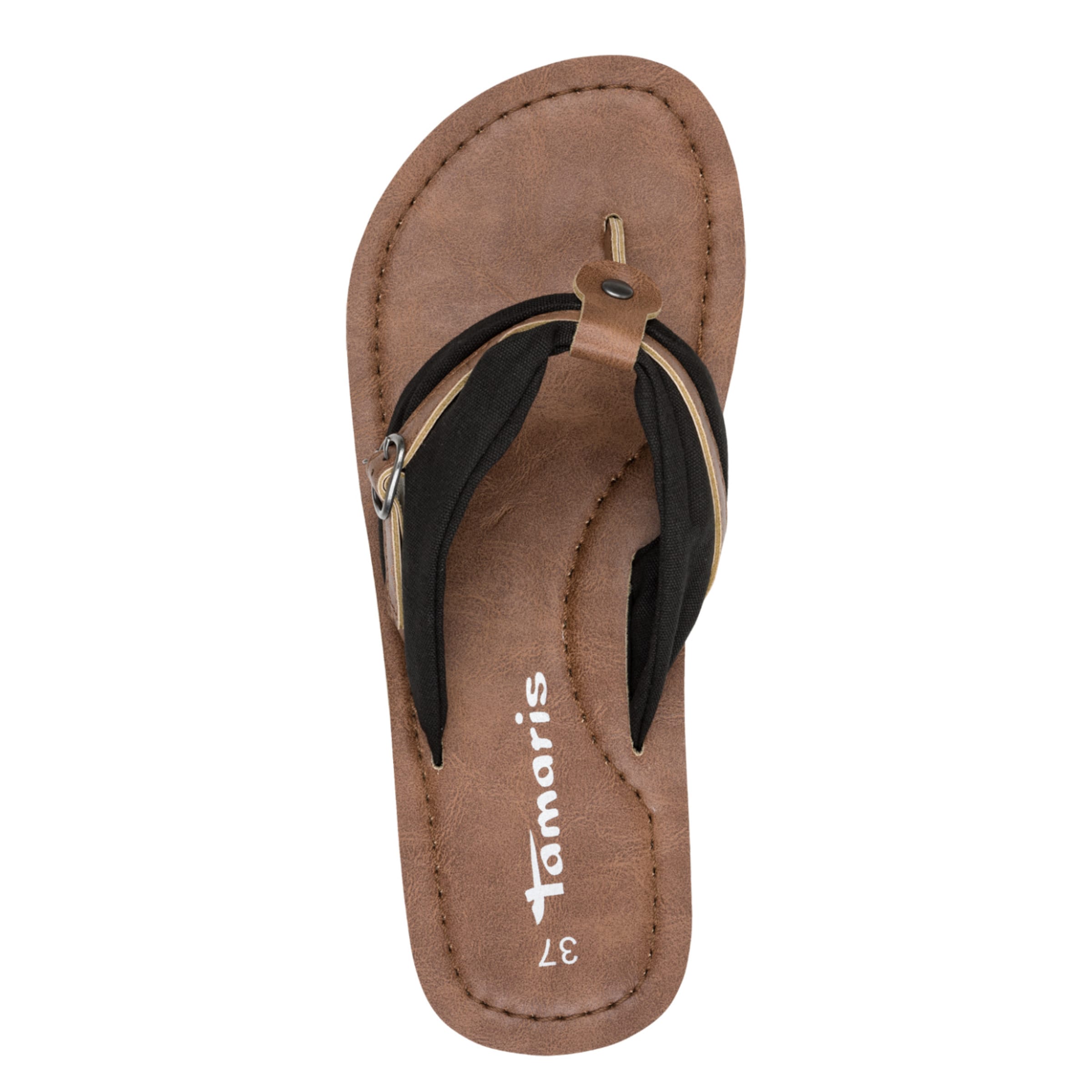 Tamaris T-Bar Sandals in Black