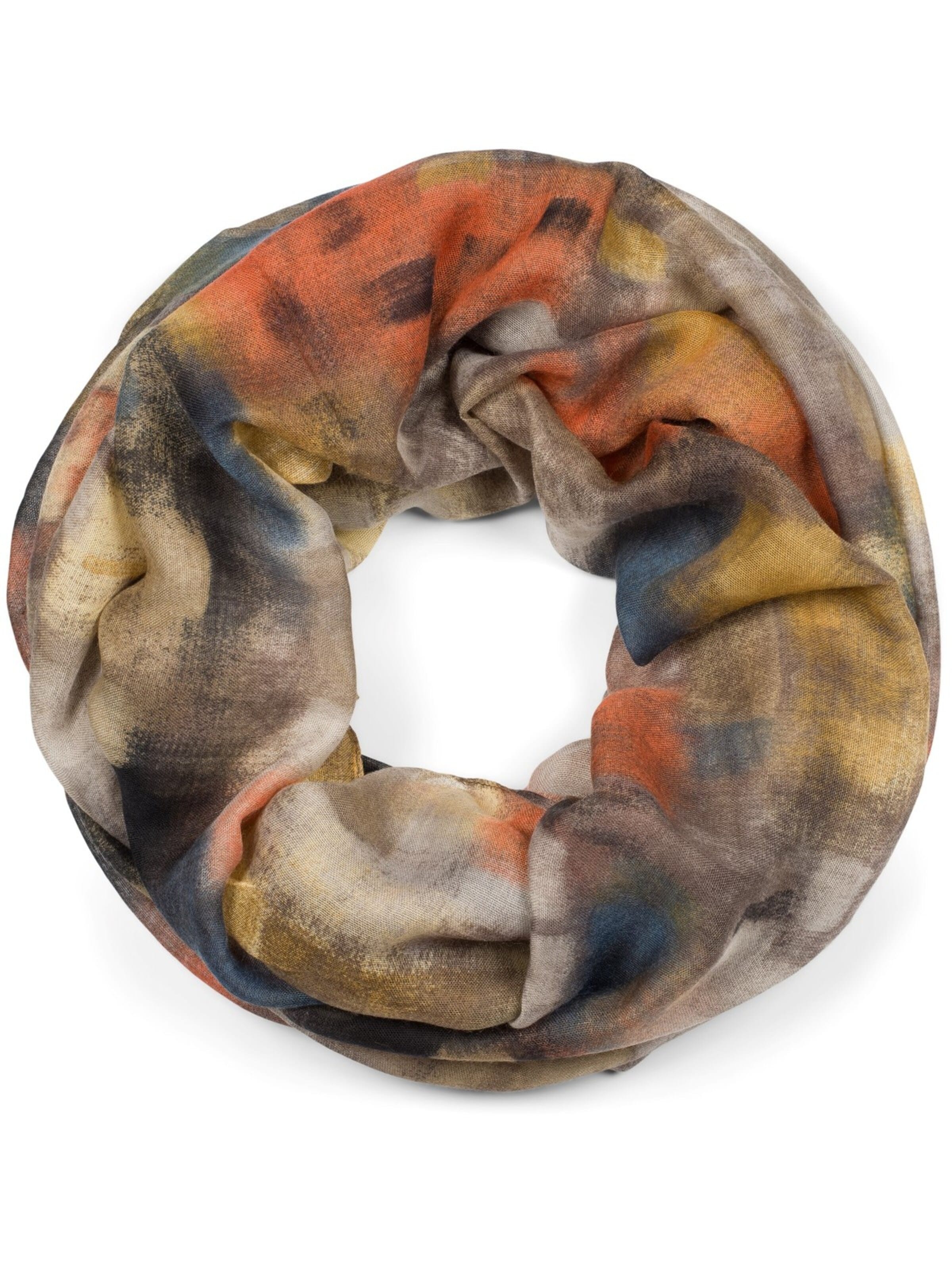 styleBREAKER Loop scarf 'Loop Schal mit buntem Pinselstrich Muster' in Orange: front