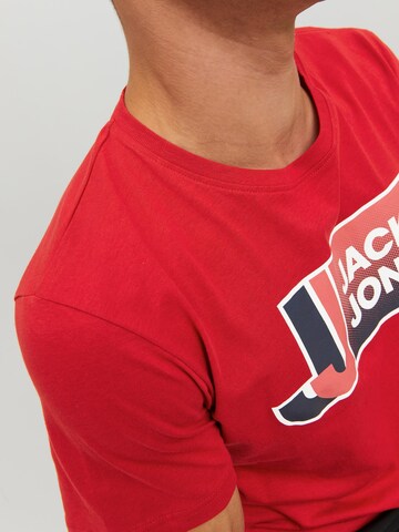 JACK & JONES Tričko 'LOGAN' – červená