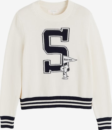 Chinti & Parker Trui 'Snoopy Varsity' in Beige: voorkant