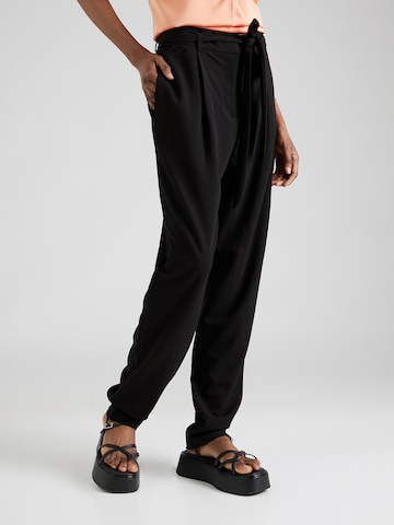 VILA Loose fit Pleat-Front Pants 'CLAVA' in Black: front