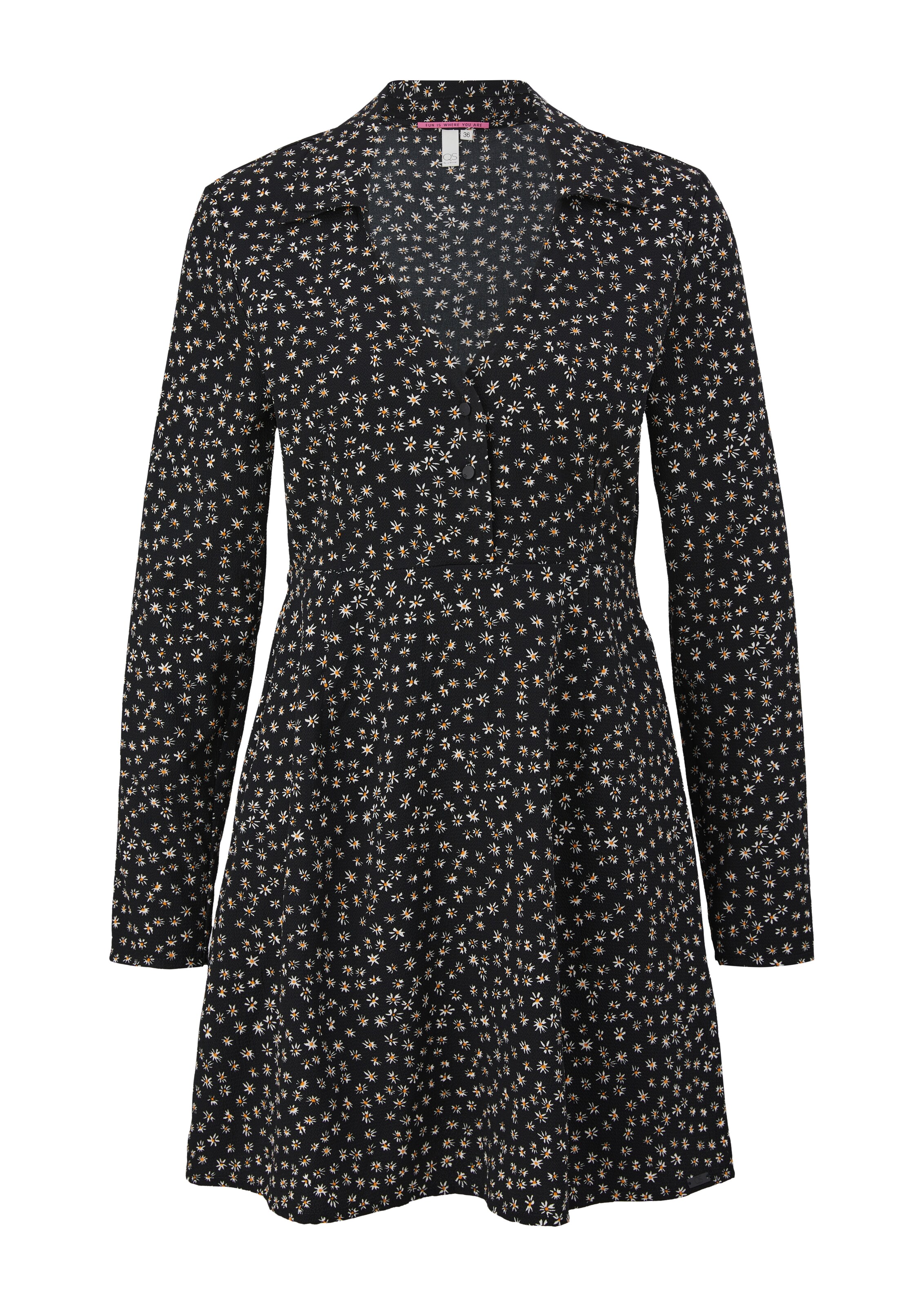 QS Robe en jaune / noir / blanc, Vue avec produit