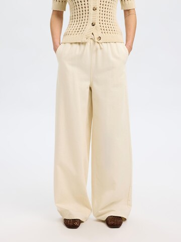 SELECTED Wide leg Broek in Beige: voorkant