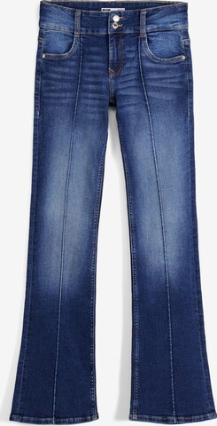 Bershka Bootcut Jeans med lægfolder i blå: forside