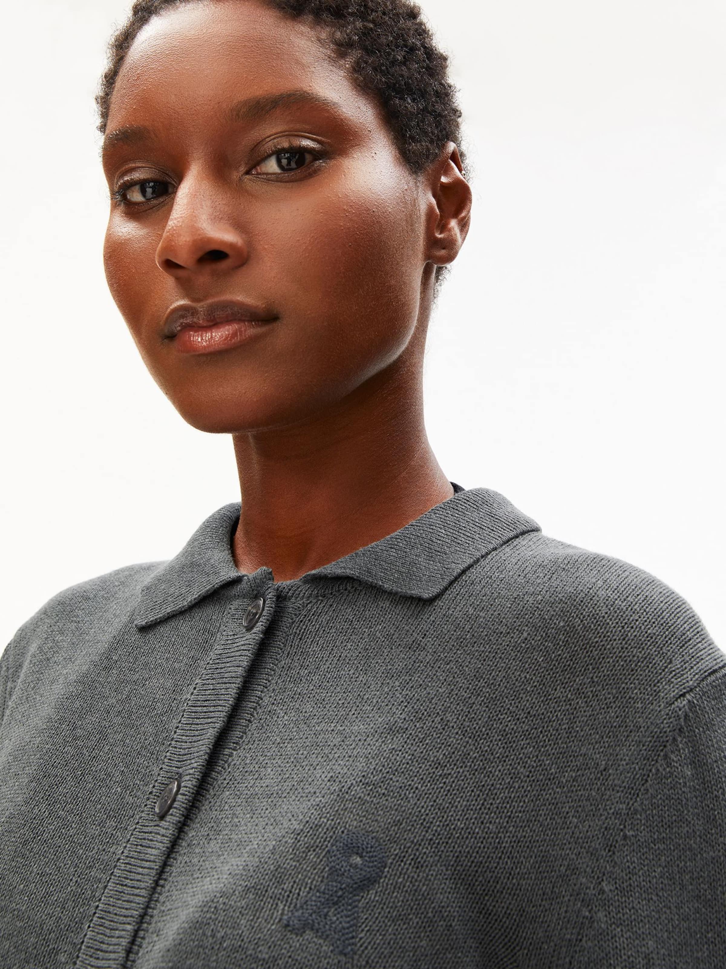 ARMEDANGELS Strickjacke LINO BLEND in Grau: Vorderseite