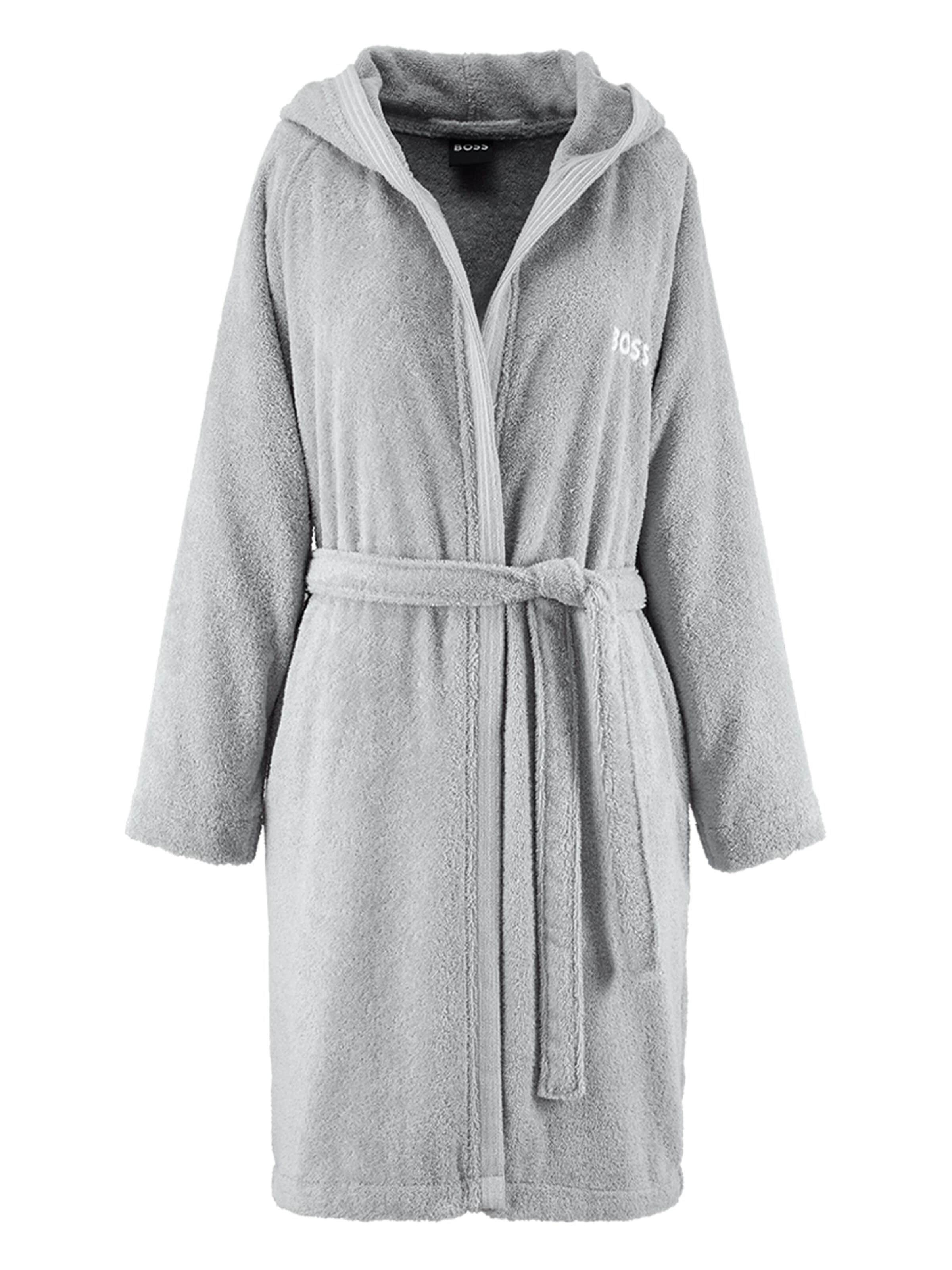 BOSS Home Long Bathrobe 'EDGE' in Grey: front