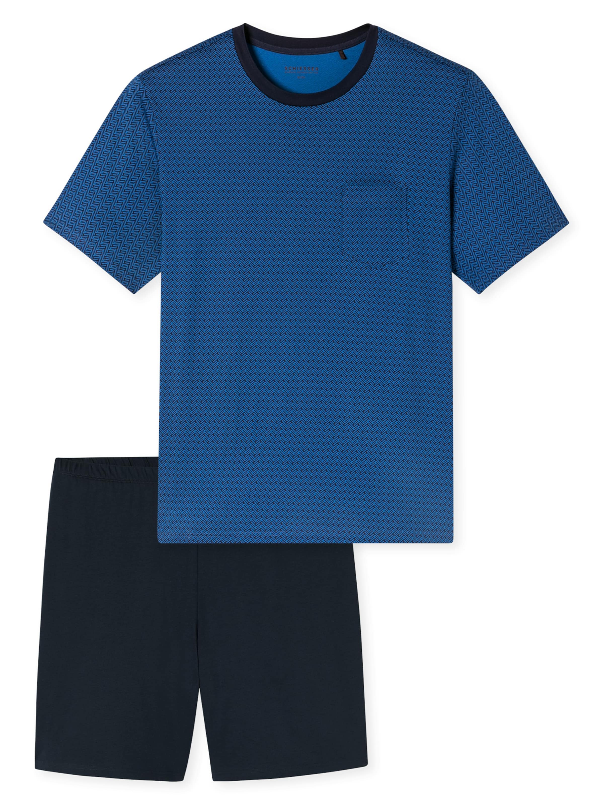 SCHIESSER Short Pajamas ' Comfort Essentials ' in Blue: front