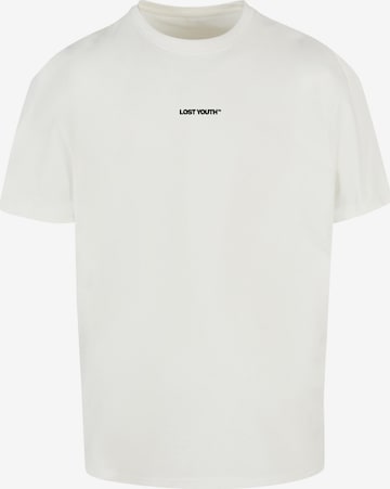 Lost Youth T-shirt 'CHAOS' i beige: framsida