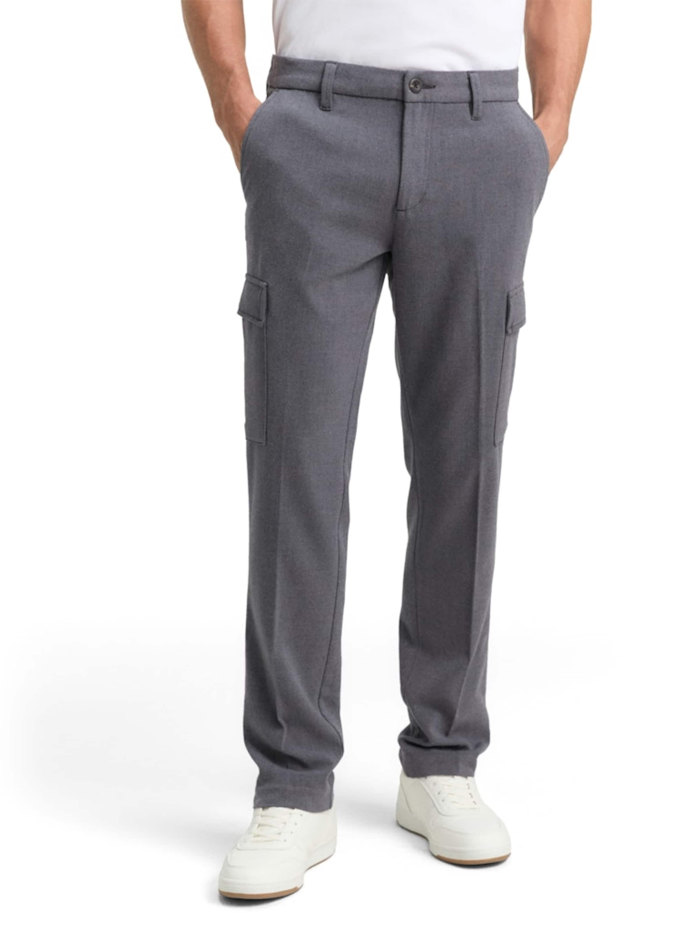 TOM TAILOR regular Παντελόνι με τσάκιση σε γκρι: μπροστά