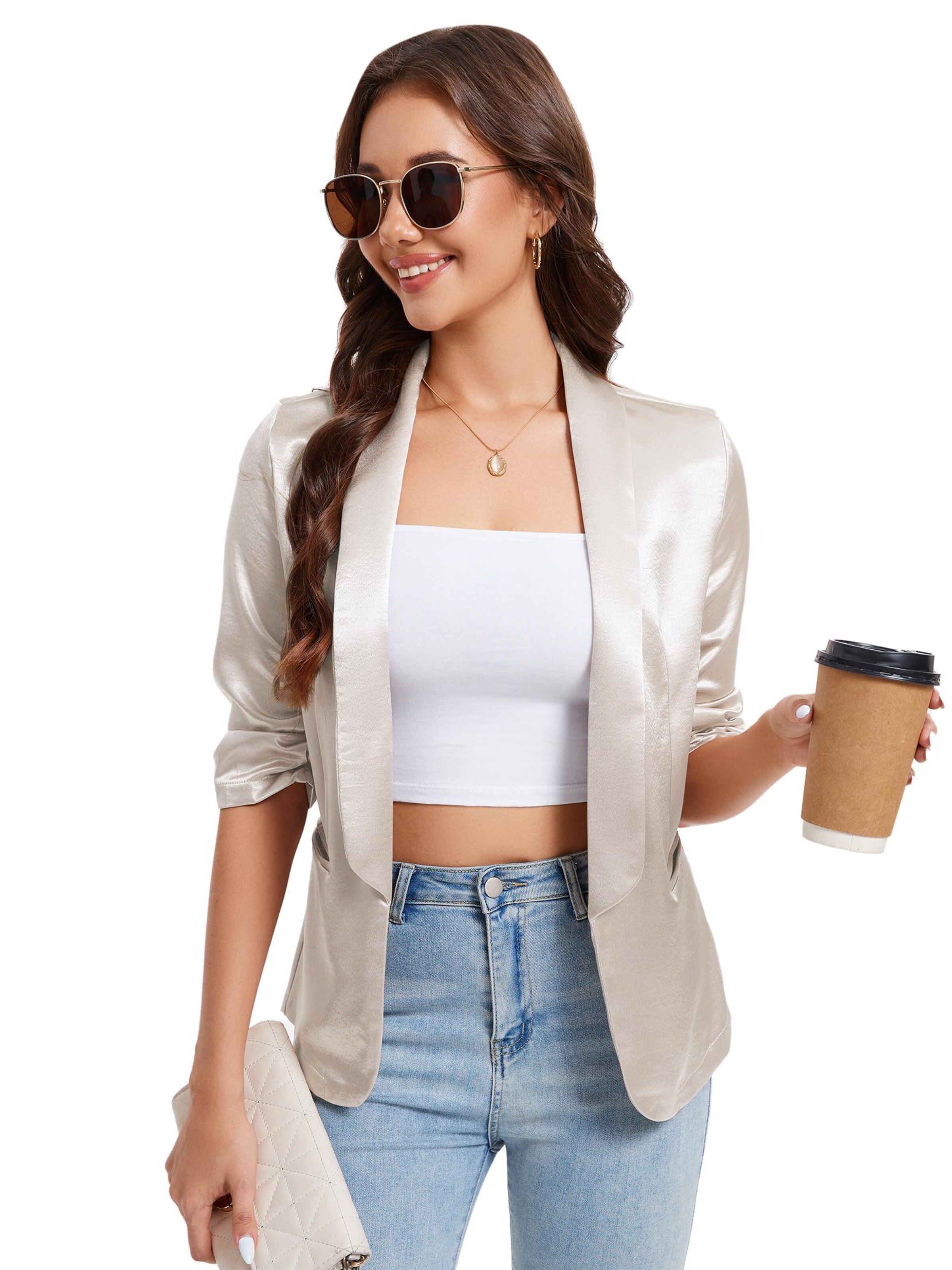Yesfashion Marynarka w kolorze biały