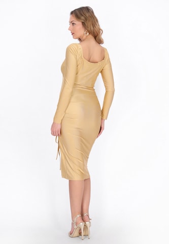 faina - Vestido 'Festive' em ouro