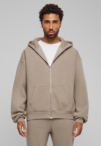 Prohibited Zip-Up Hoodie in Grey: front