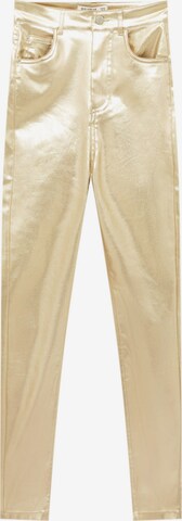 Pull&Bear Skinny Trousers in Gold: front