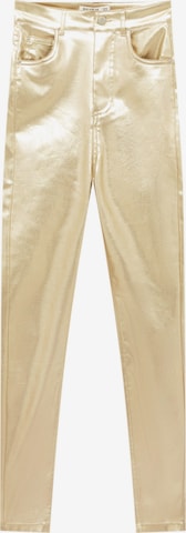 Pull&Bear Skinny Spodnie w kolorze złoty: przód