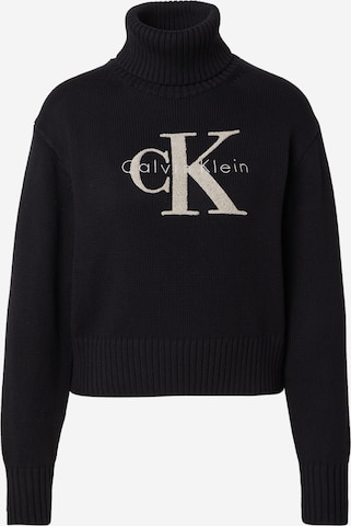 Calvin Klein JeansPulover 'Chenille' - crna boja: prednji dio