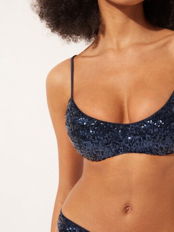 CALZEDONIA Bralette Bikini Top in Blue