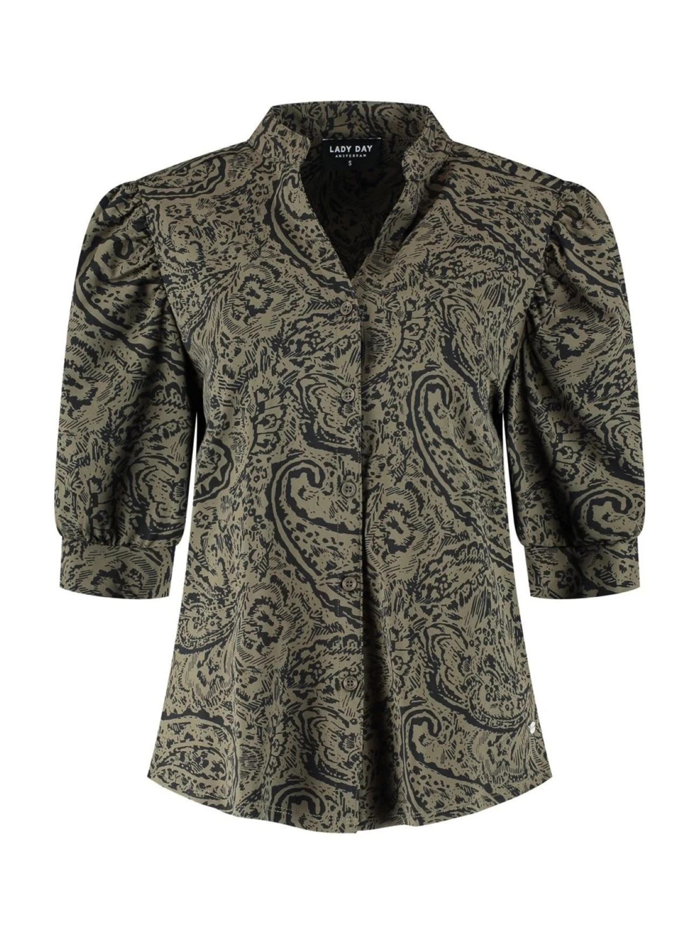 Lady Day Blouse 'Lady Day Lux ley print' in Groen: voorkant