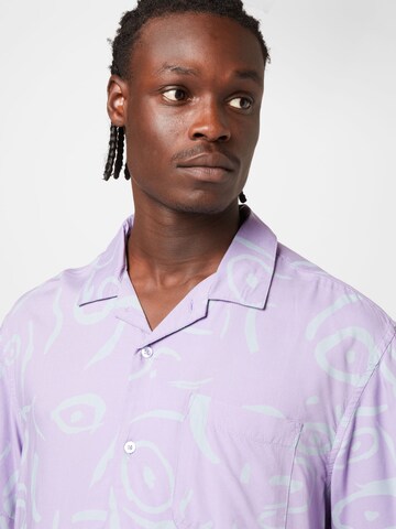 Obey Regular fit Button Up Shirt 'Scribbles' in Purple