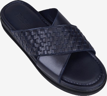 Desa - Zapatos abiertos 'DESA Herren-Pantoletten aus bedrucktem Leder mit gekreuztem Riemen' en azul: frente
