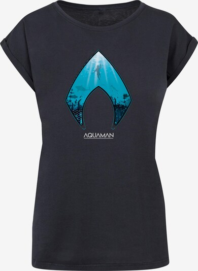 ABSOLUTE CULT T-shirt 'Aquaman - Ocean' en bleu marine / turquoise / noir / blanc, Vue avec produit