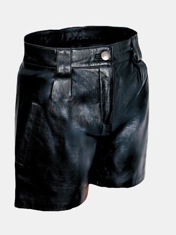 Be  Noble Slimfit Bandplooibroek 'Leder Shorts im eleganten Style' in Zwart