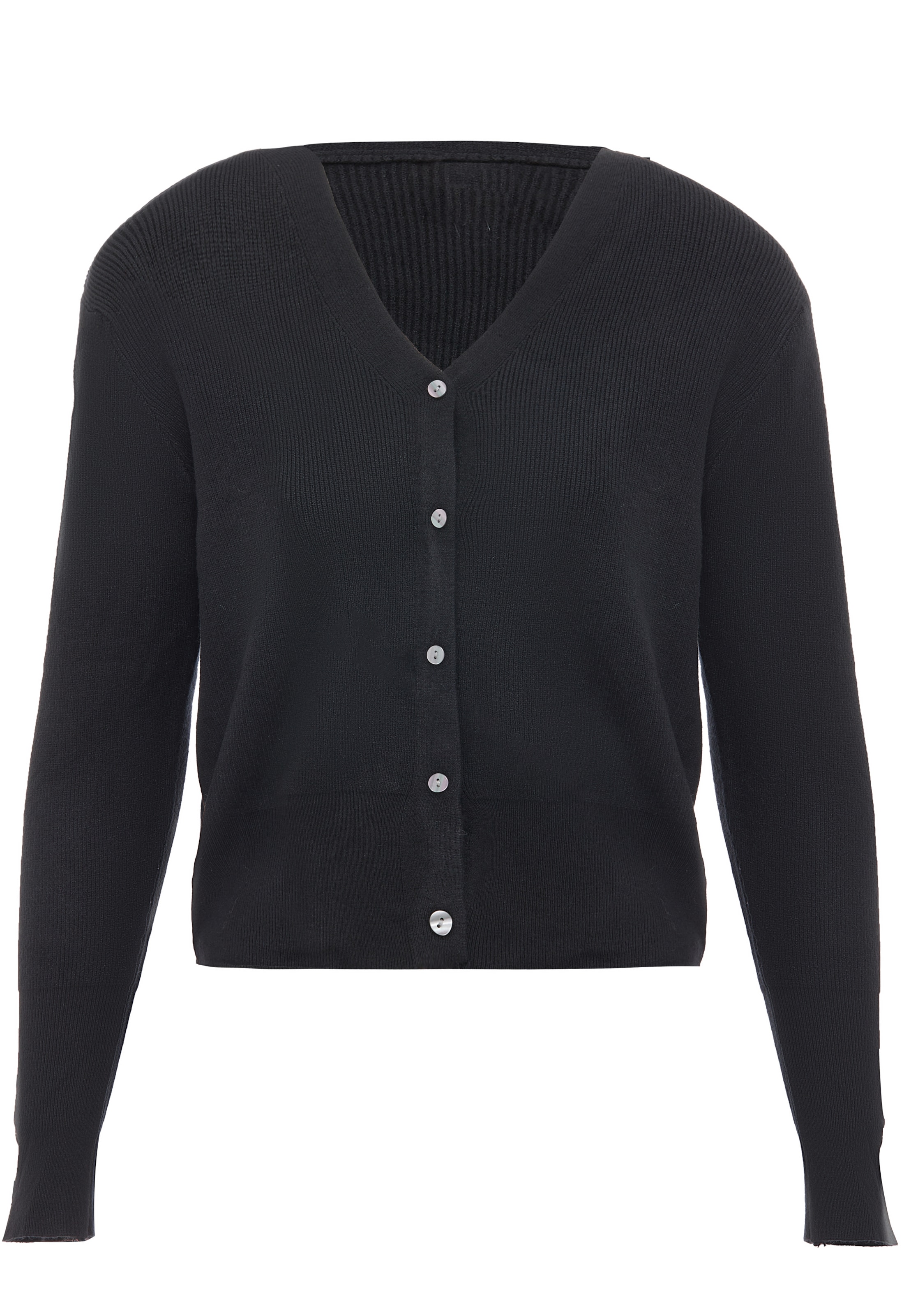 leo basics Strickjacke in Schwarz: Vorderseite