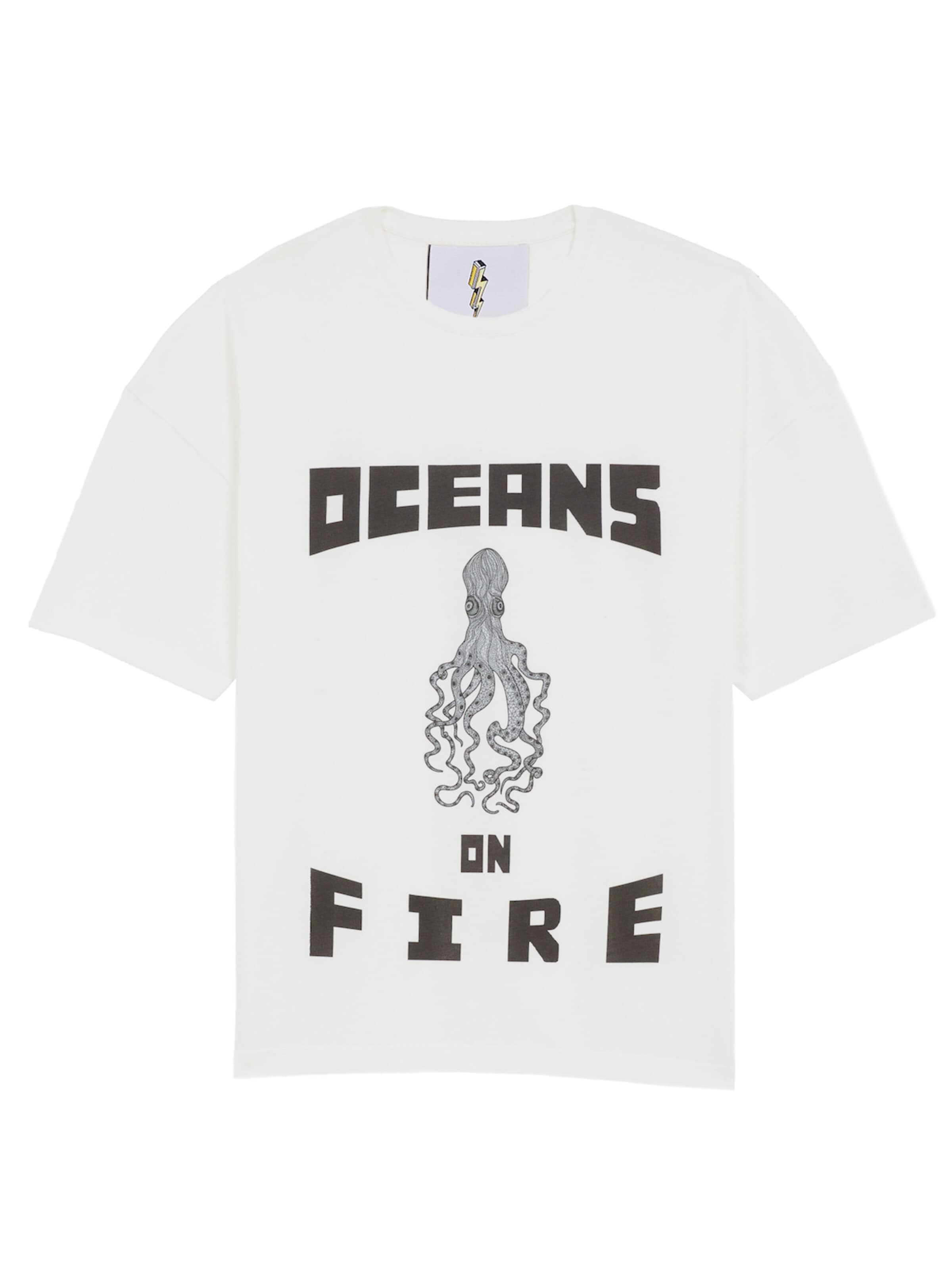 The Rad Black Kids - Camisa 'Oceans on Fire T-shirt White' em branco: frente
