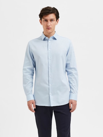 Coupe slim Chemise business SELECTED HOMME en bleu : devant