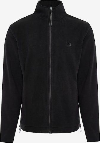 Threadbare Fleece jas 'Pendle' in Zwart: voorkant