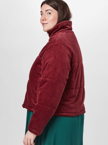 Urban Classics Between-Season Jacket 'Corduroy Puffer Jacket' in Red