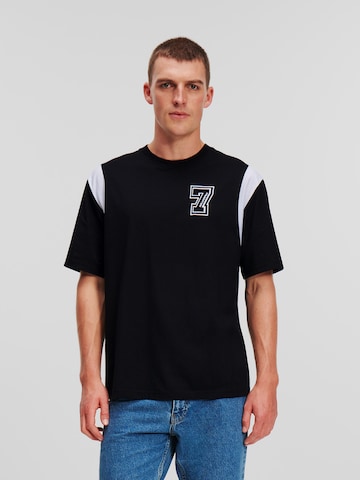 Karl Lagerfeld Shirt 'Varsity' in Zwart: voorkant