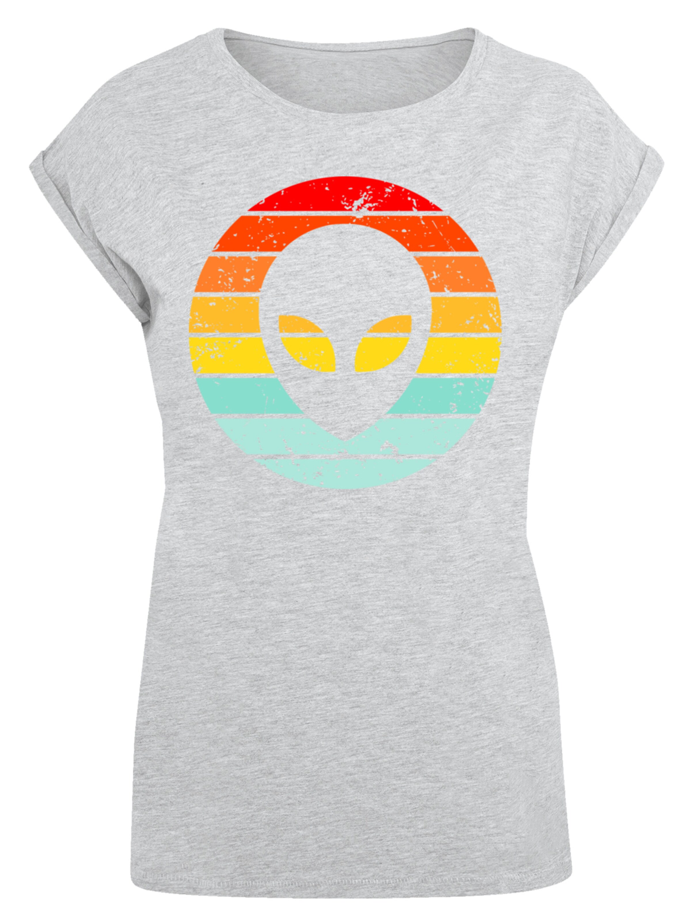 F4NT4STIC Shirt 'Alien Retro Sonnenuntergang' in Grijs: voorkant