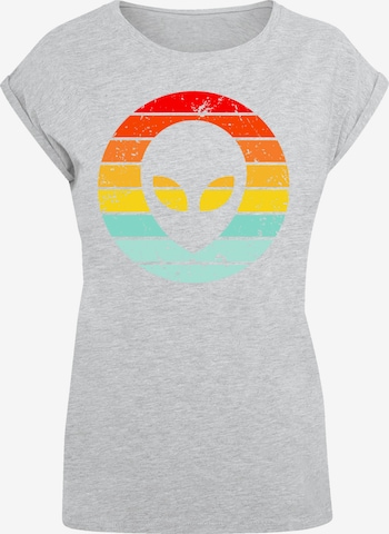 T-shirt 'Alien Retro Sonnenuntergang' F4NT4STIC en gris : devant