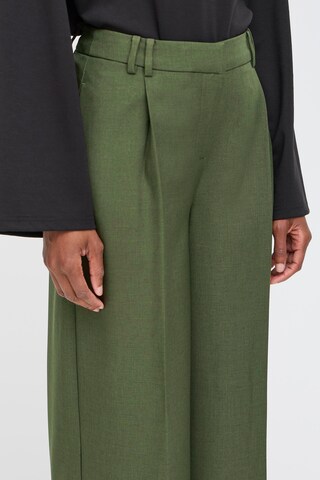 ICHI Wide leg Pantalon ' IHLEXI' in Groen