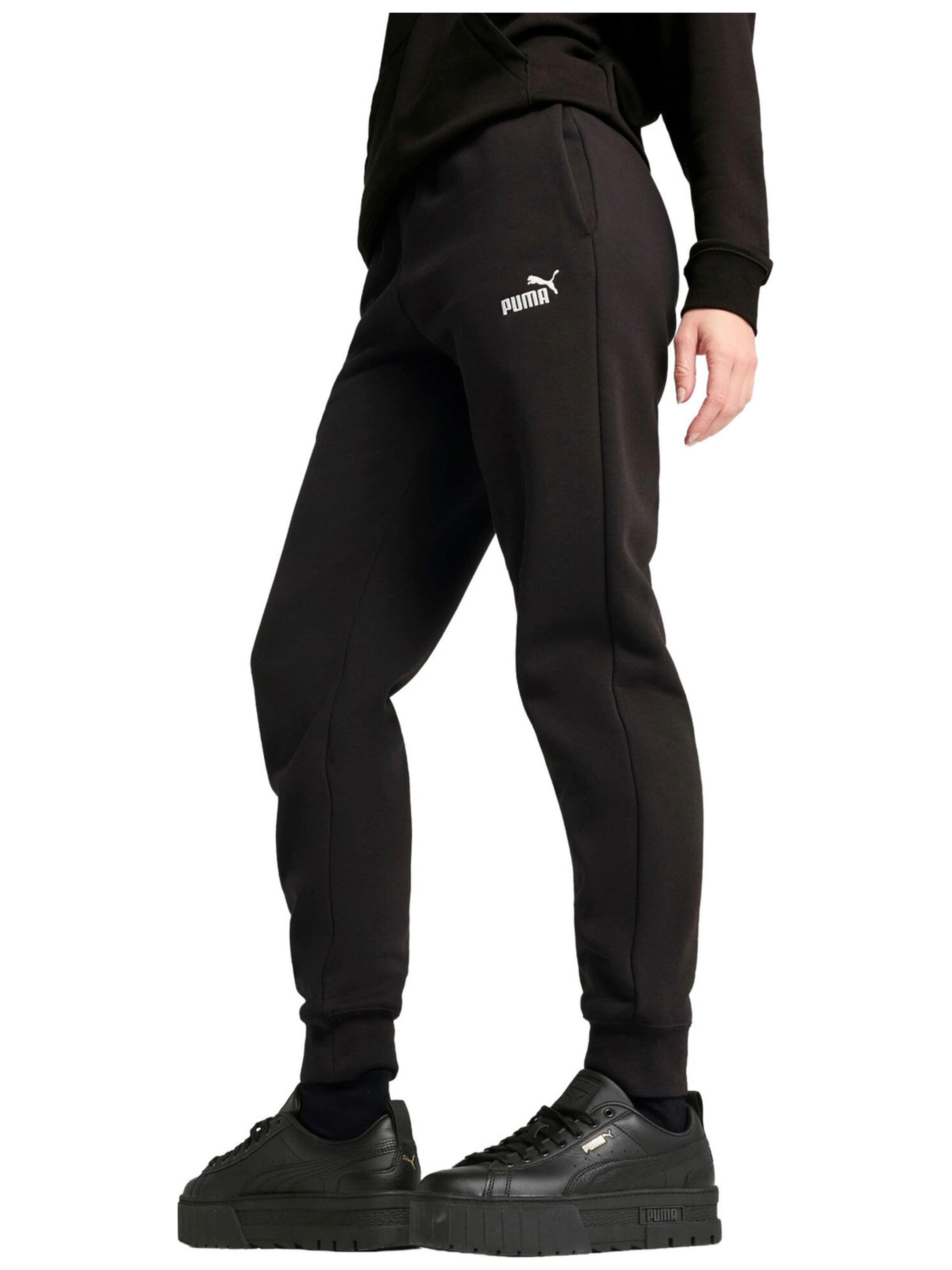 regular Pantaloni sportivi 'Puma Ess Small No. 1 Logo Sweatpants Fl Cl Pu' di PUMA in nero: frontale