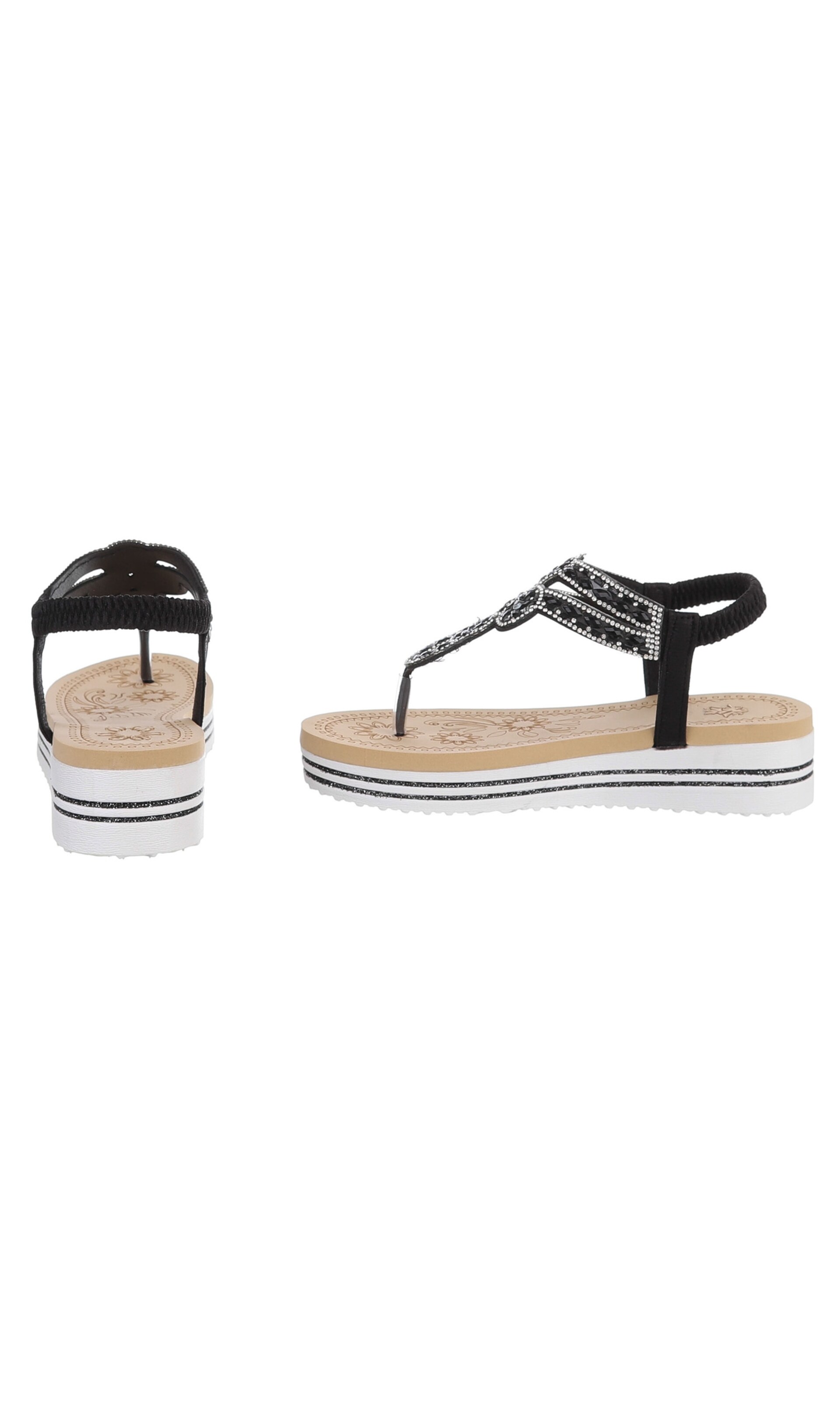 Ital-Design T-Bar Sandals in Black