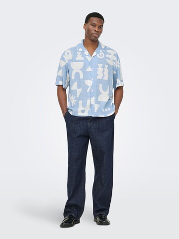 Only & Sons Comfort Fit Skjorte 'ONSHARVI' i blå