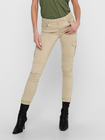 Coupe slim Pantalon cargo 'Missouri' ONLY en beige : devant